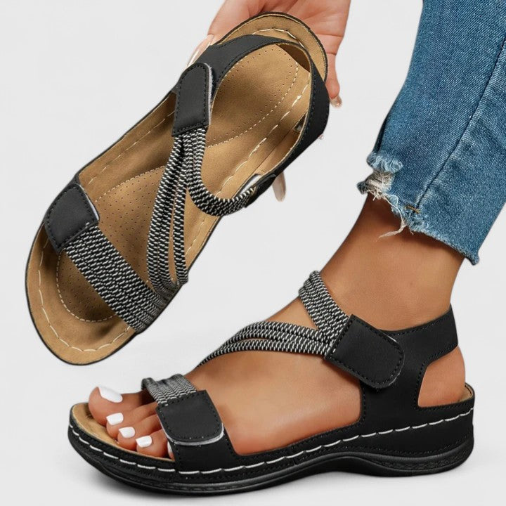 Women's walking sandals offering elegant style and pain relief.