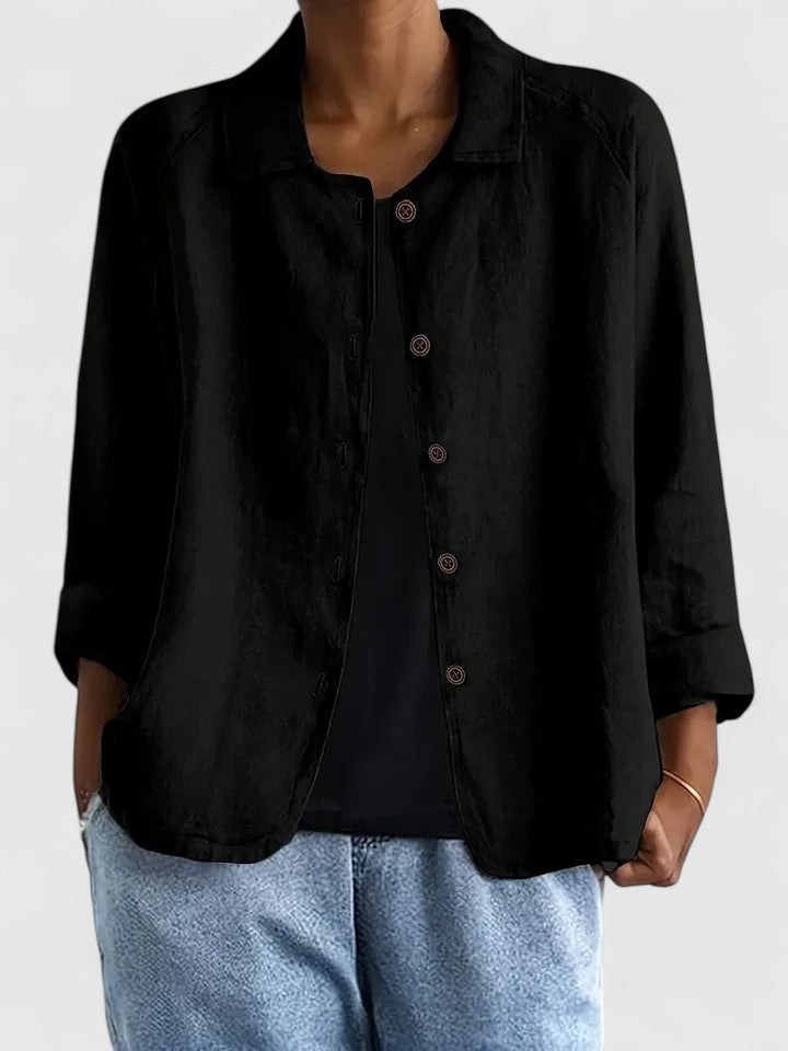 Elegant women's long sleeve top, perfect for everyday wear, offering sophisticated comfort and versatility.