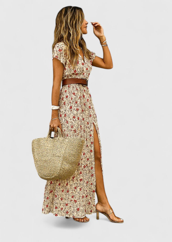 Elegant blue women's flowing maxi dress, a comfortable choice for bohemian summer days and holiday wear.