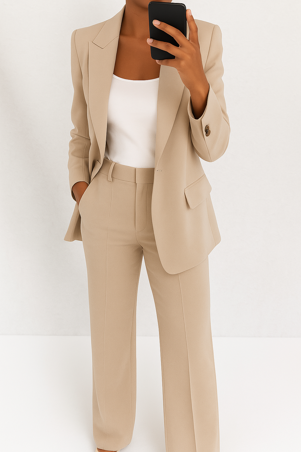 Professional women's year-round pant suit. Tailored blazer & trousers, a classic choice for office & formal events.