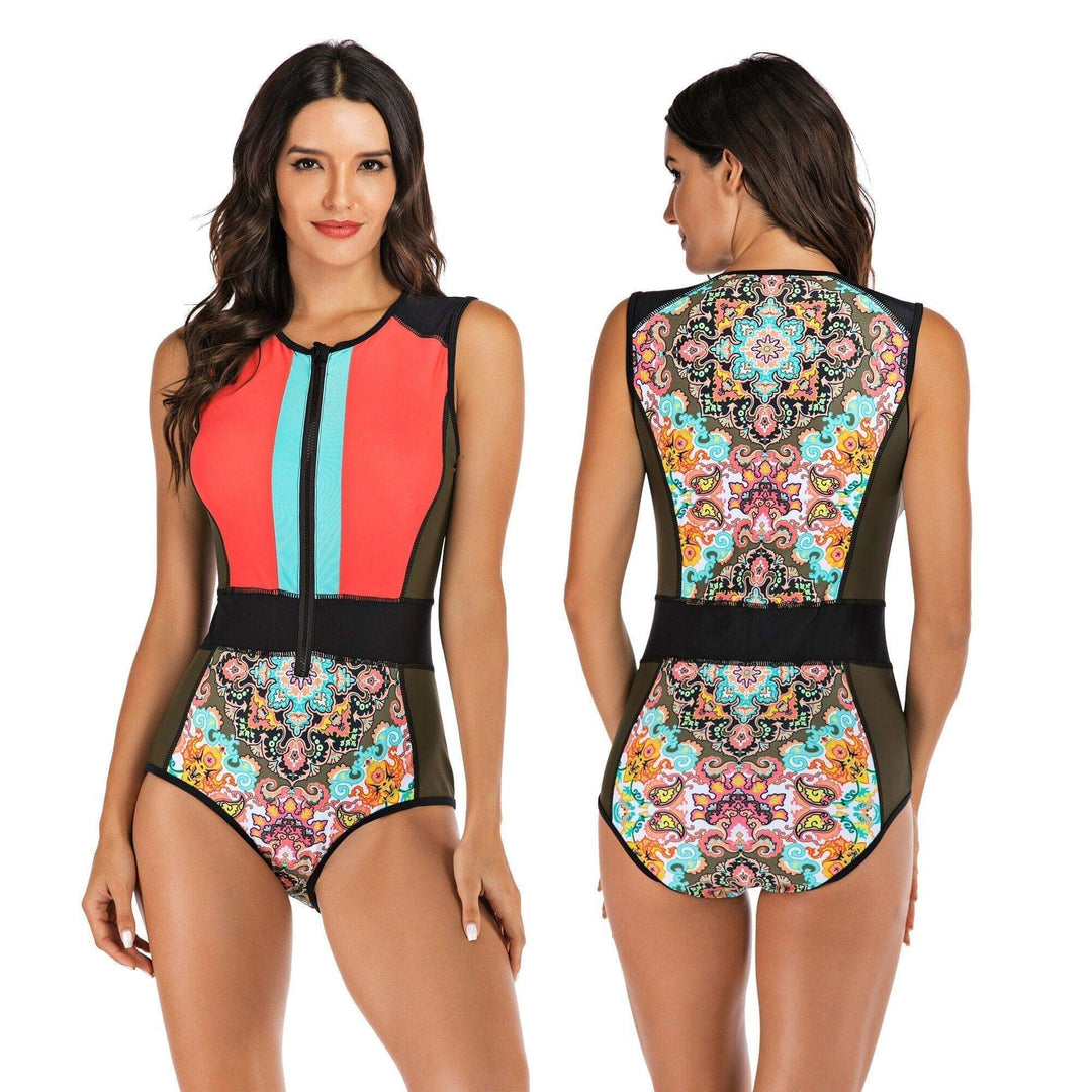 Versatile women's sporty one-piece swimwear, great for poolside, beach, and active use.