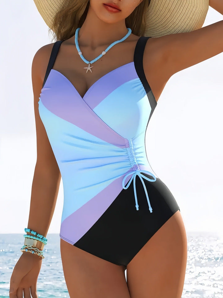 Striped one-piece swimsuit for women, offering both style and comfort
