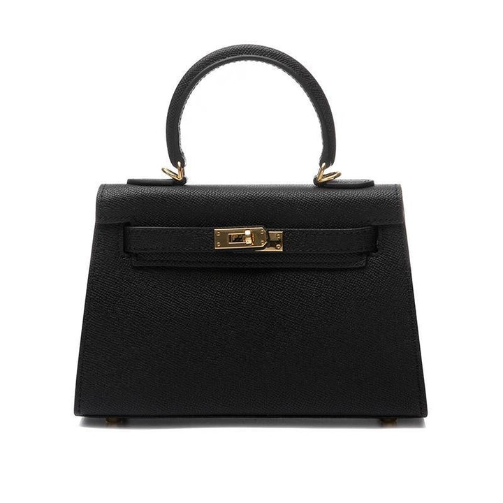 Elegant women's handbag: structured design, comfortable top handle, stylish gold lock. Ideal for any occasion.