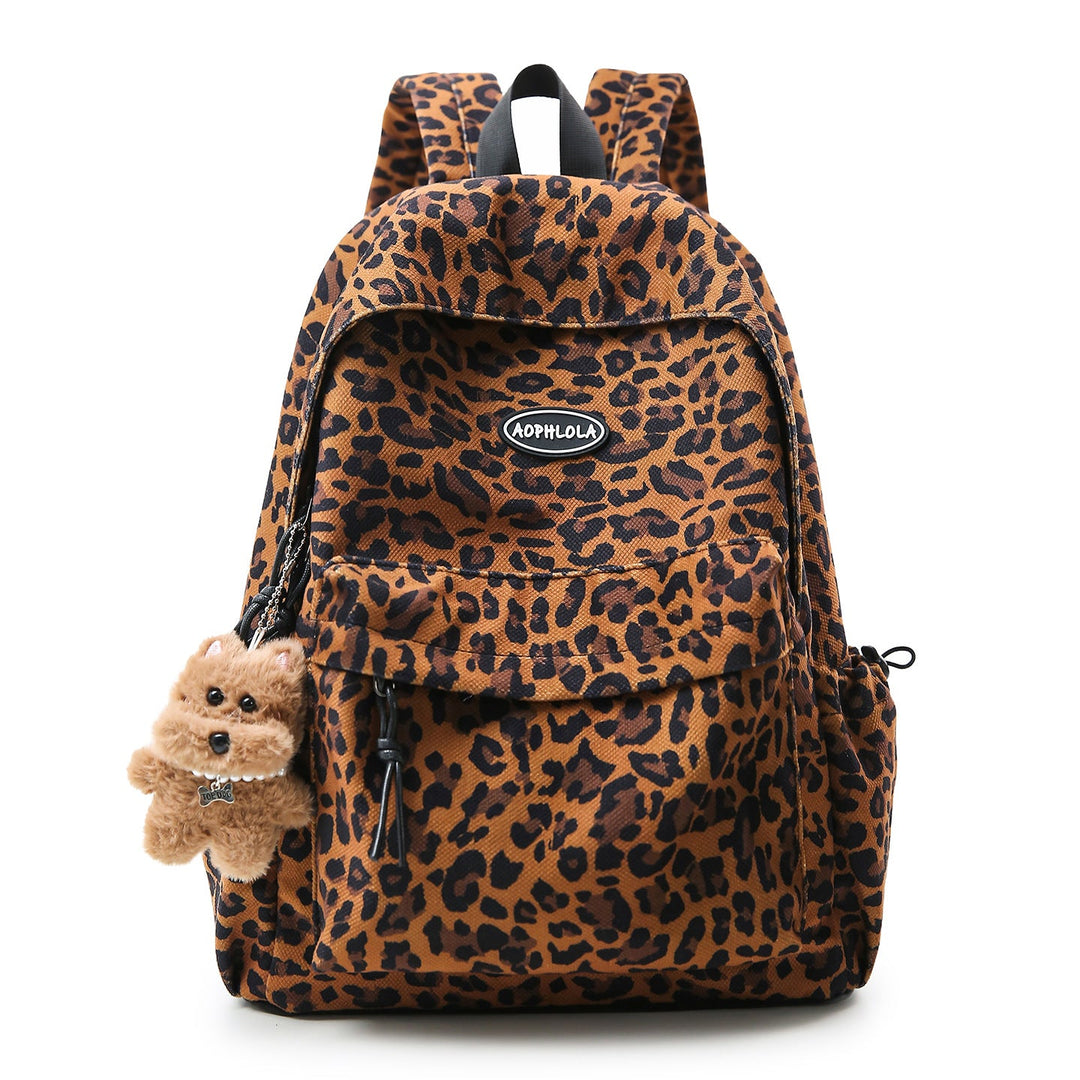 Fashionable animal print backpack for women, ideal for school, college, and daily use. Stay organized in style.