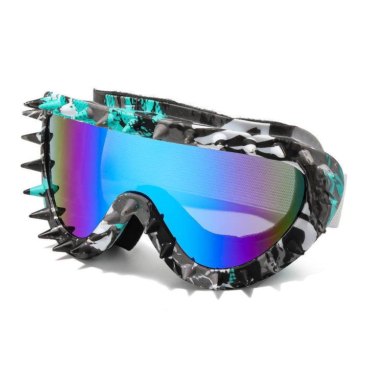 Durable women's protective goggles, black spike design, combining fashion with eye safety.