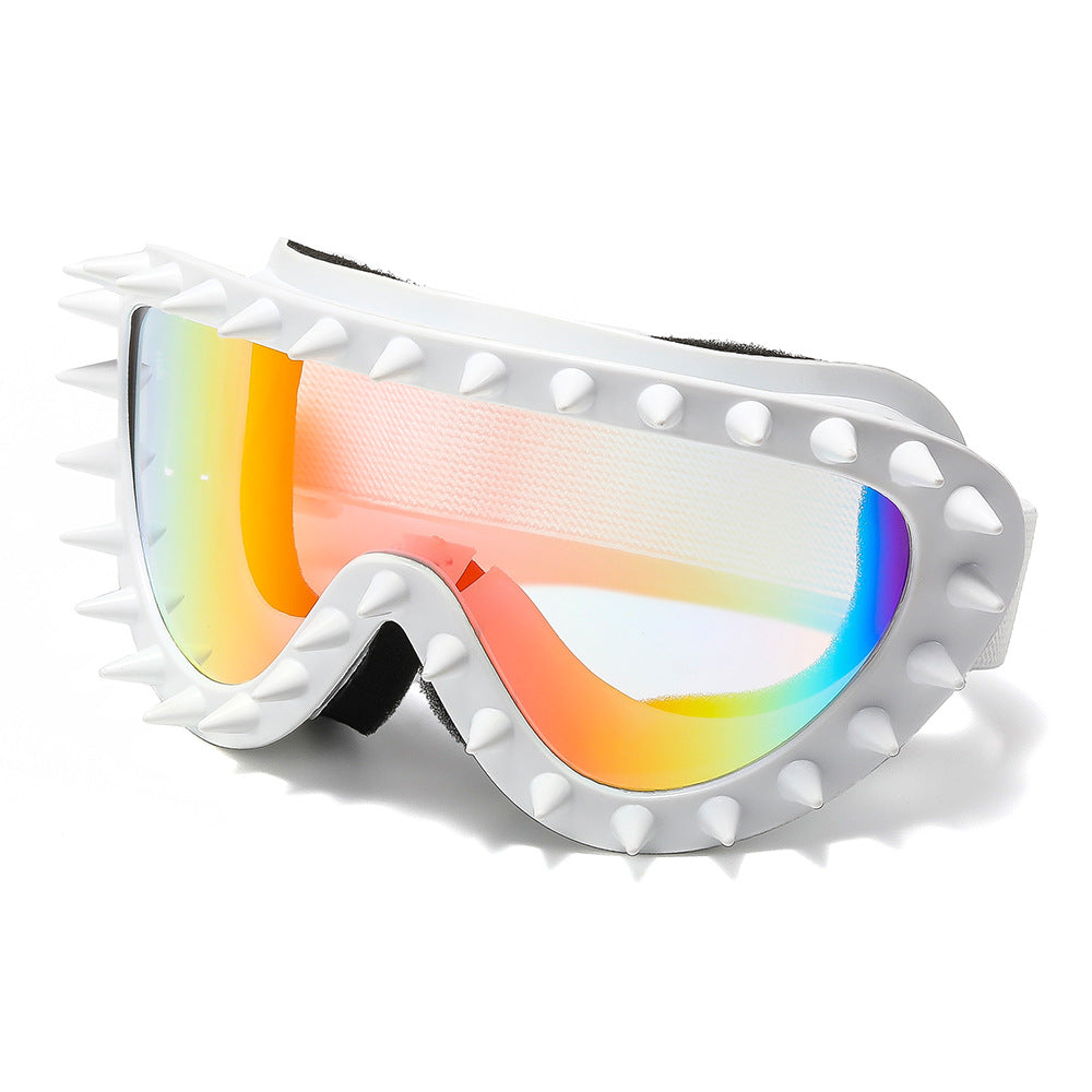 Fashion-forward women's goggles, black with spike accents, for trendy eye protection.