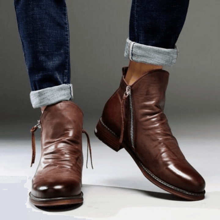 Women's stylish black leather ankle boots, perfect for comfortable everyday fall & winter fashion.