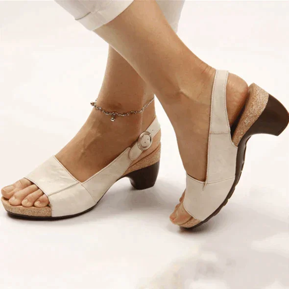Fashionable women's block heel slingback sandals. A must-have comfortable & elegant shoe for summer.