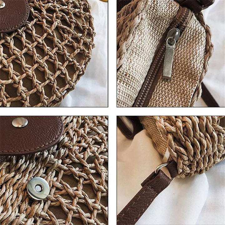 Natural braided straw beach bag for women, a versatile and stylish summer crossbody.