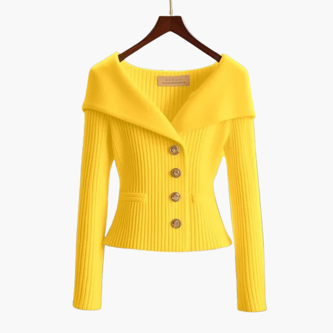Comfortable women's button-up cardigan. Soft, long sleeve knit sweater, an elegant layering piece.
