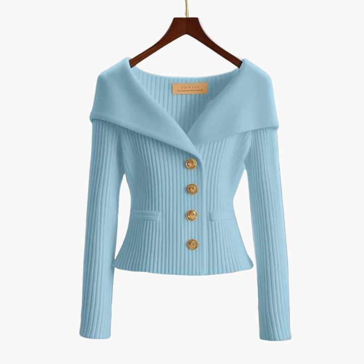 Women's comfortable button-up knitwear cardigan. Stylish long sleeve sweater, versatile layering.