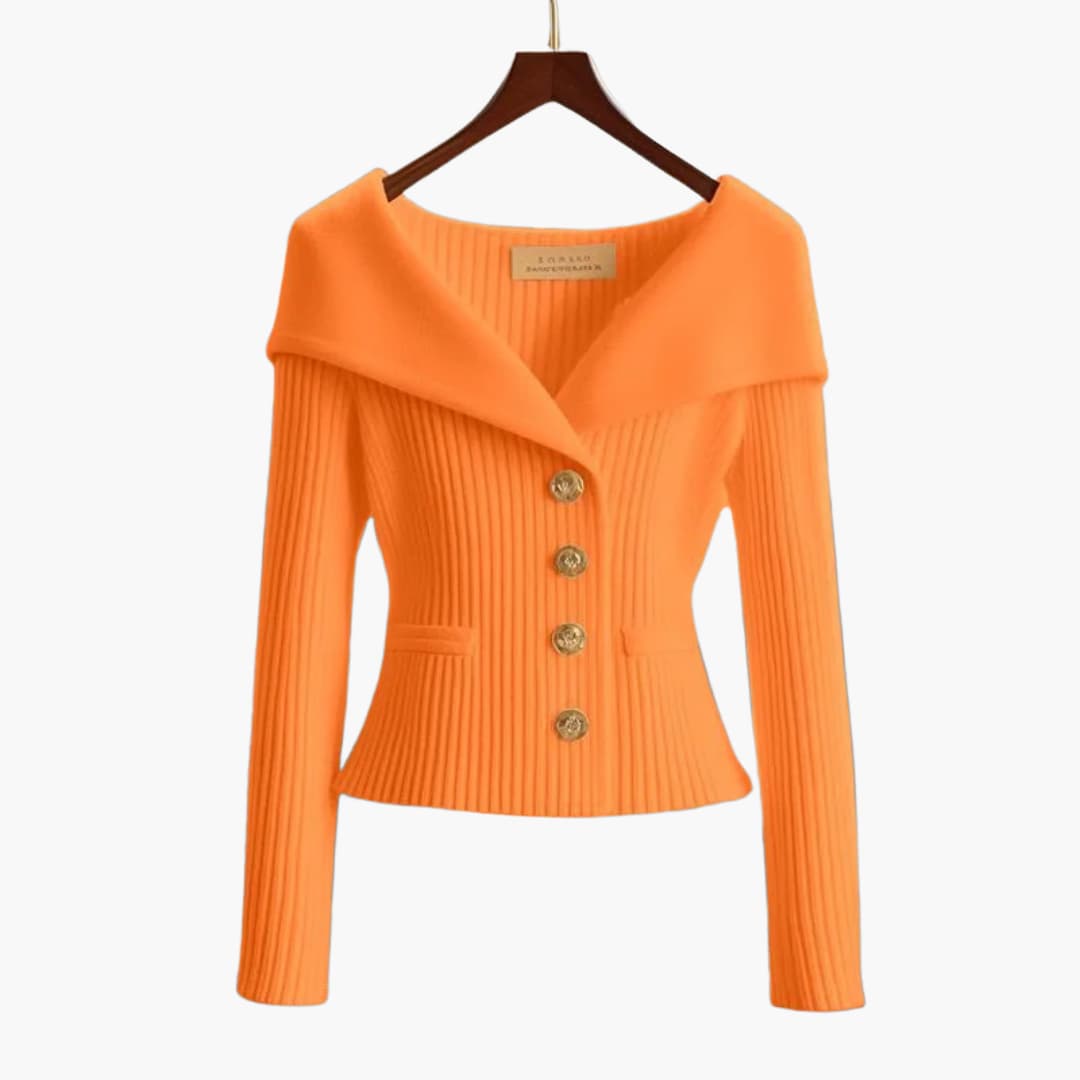 Elegant women's button-up cardigan. Comfortable long sleeve sweater, essential for everyday stylish layering.