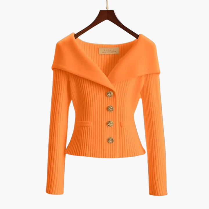 Elegant women's button-up cardigan. Comfortable long sleeve sweater, essential for everyday stylish layering.
