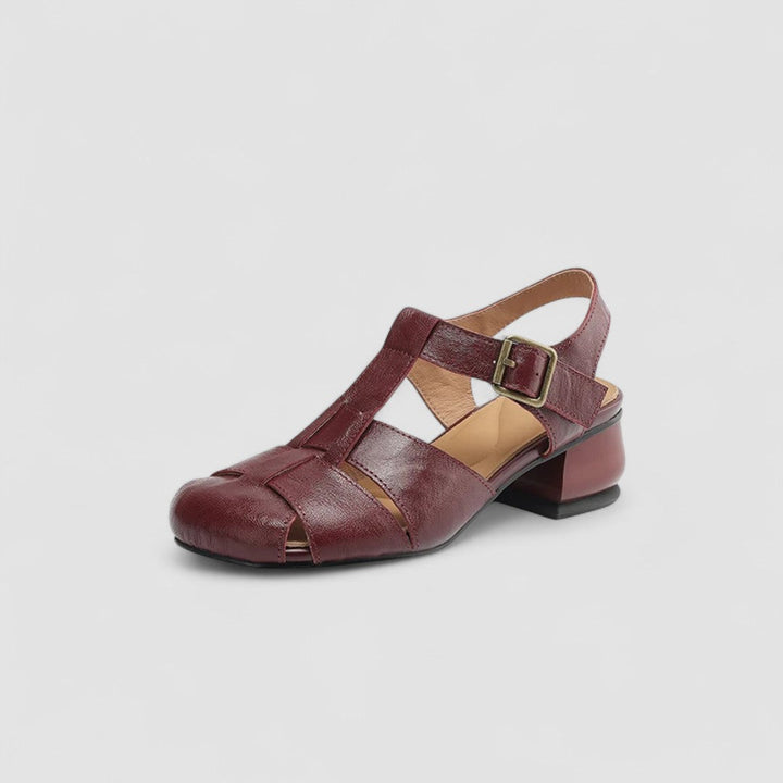 Elegant closed-toe sandals for women, featuring a secure multi-strap and adjustable buckle for all-day wear.