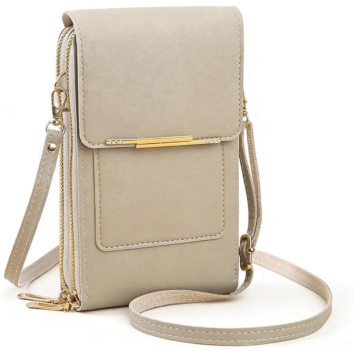 Women's stylish crossbody phone bag with touchscreen window & RFID protection for daily essentials.