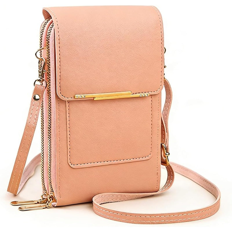 Women's secure RFID crossbody bag, a perfect phone holder & organizer for hands-free activities.