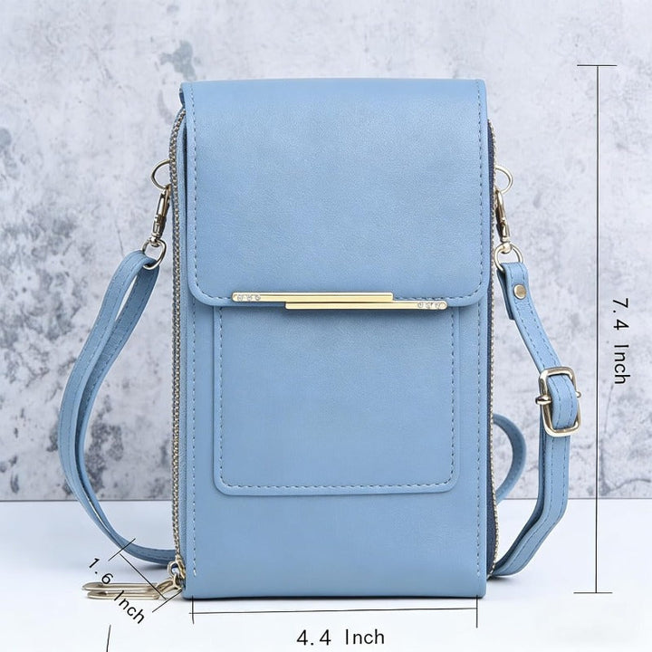 Versatile women's tech accessory: a crossbody bag with touchscreen & RFID for modern lifestyles.