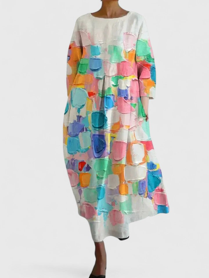 Beautiful women's floral pattern midi dress, perfect for a fashionable summer look or spring event.