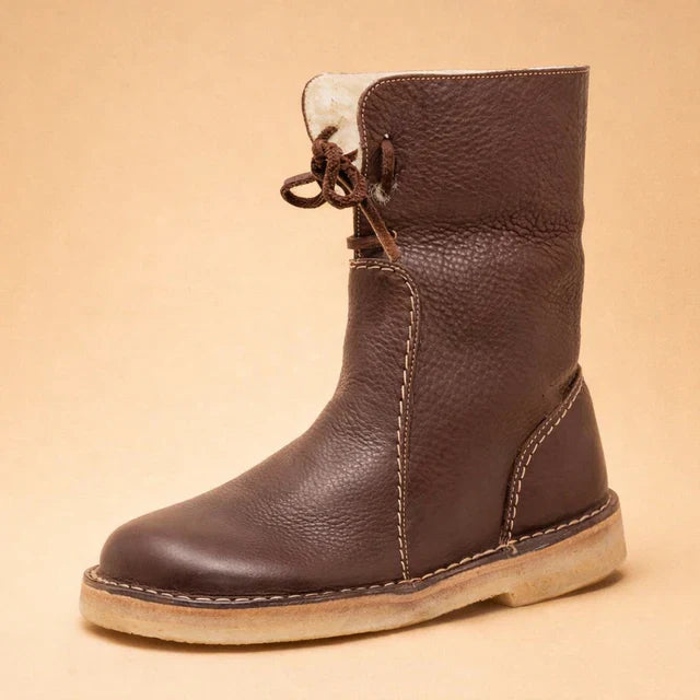 Cozy and stylish women's lace-up boots for fashionable winter footwear.