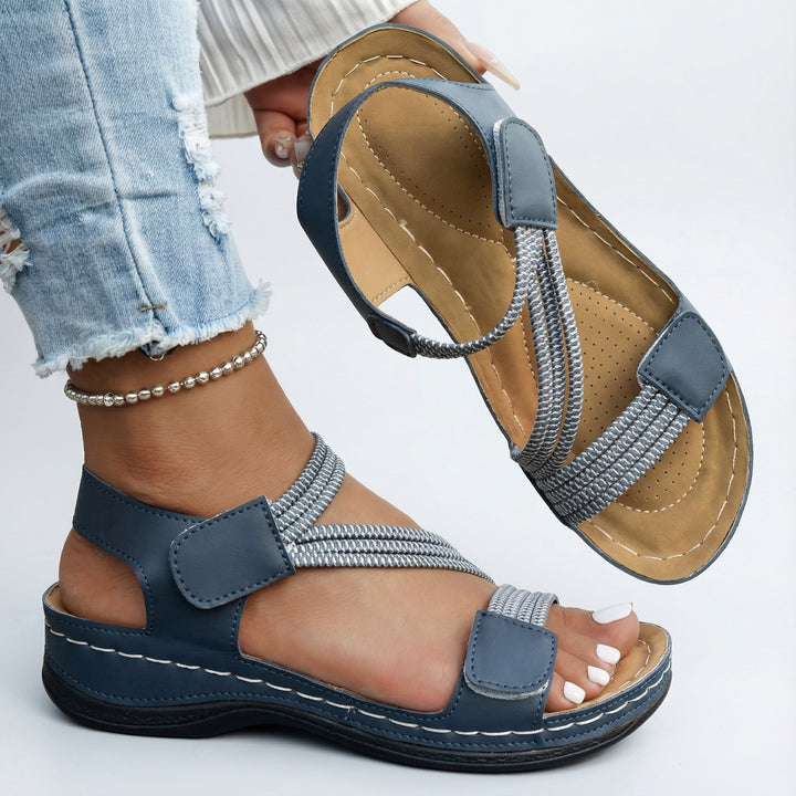 Premium materials in women's stylish orthopedic sandals for breathability & comfort. Adjustable for everyday wear.