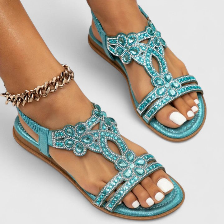 Trendy women's orthopedic beaded sandals, offering relief and comfortable foot support for long walks.
