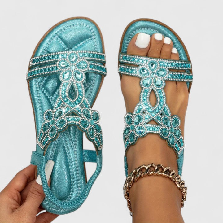 Elegant women's beaded orthopedic flats, offering supreme comfort & essential foot support for stylish wear.