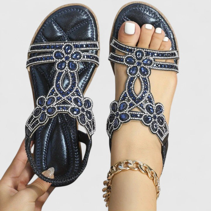 Stylish women's orthopedic sandals with beads, combining healthy foot support & comfort for everyday wear.