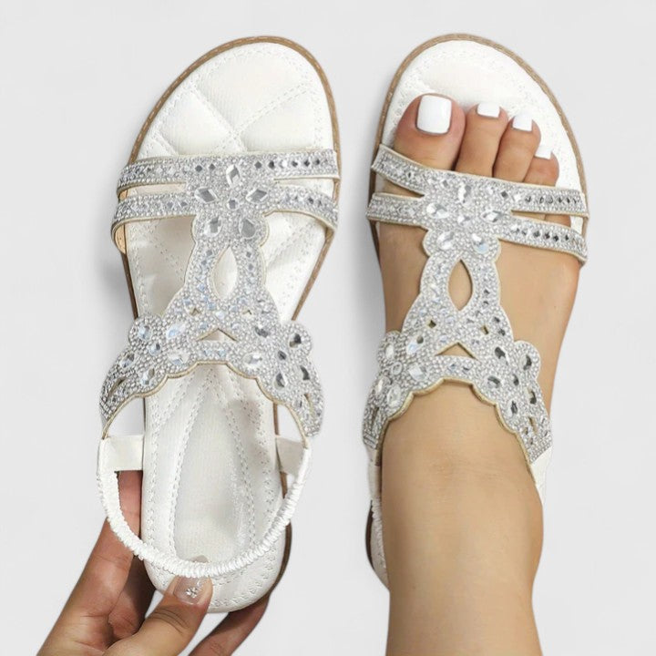 Versatile women's beaded orthopedic sandals, ideal for comfortable summer wear & superior foot support.