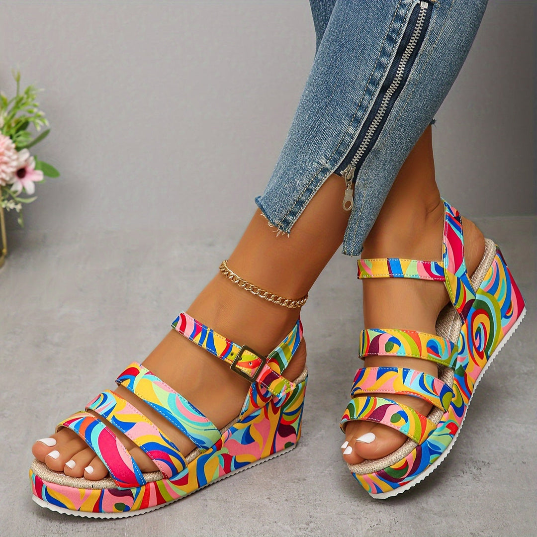 Trendy ladies' open-toe platform sandals with comfortable ankle straps for ultimate summer style.