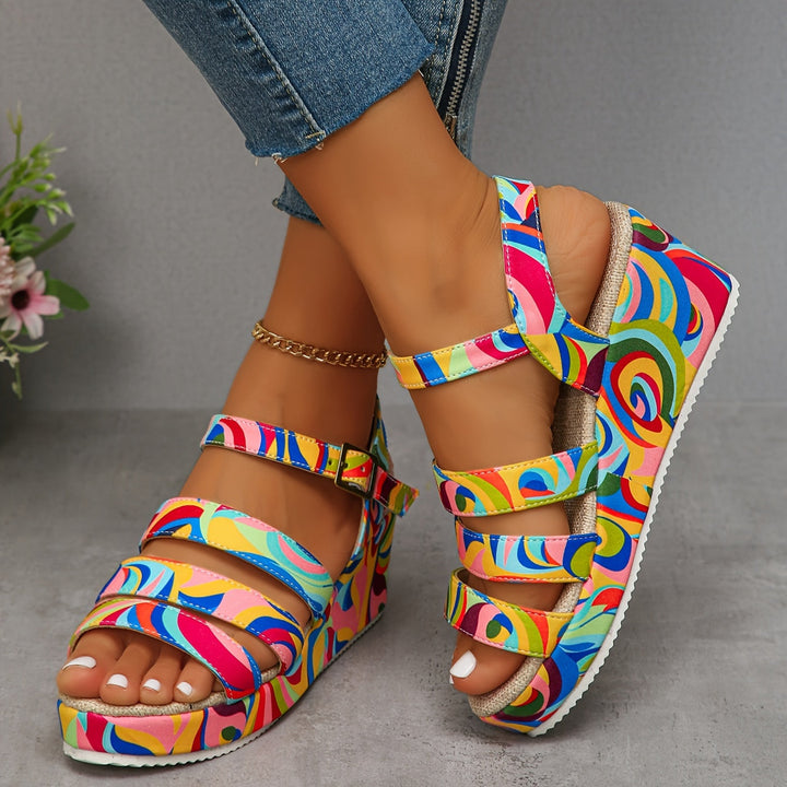 Women's stylish platform sandals with supportive ankle straps, perfect for holiday adventures.