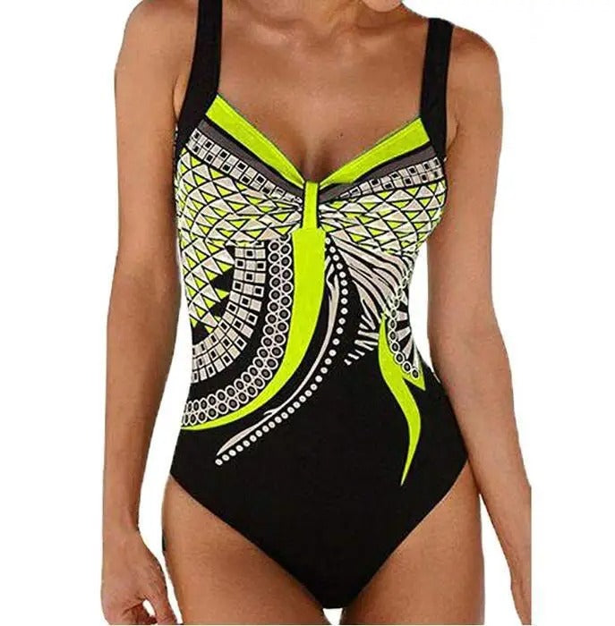 Comfortable women's tank strap one-piece swimsuit, ideal for summer beachwear & stylish pool days.