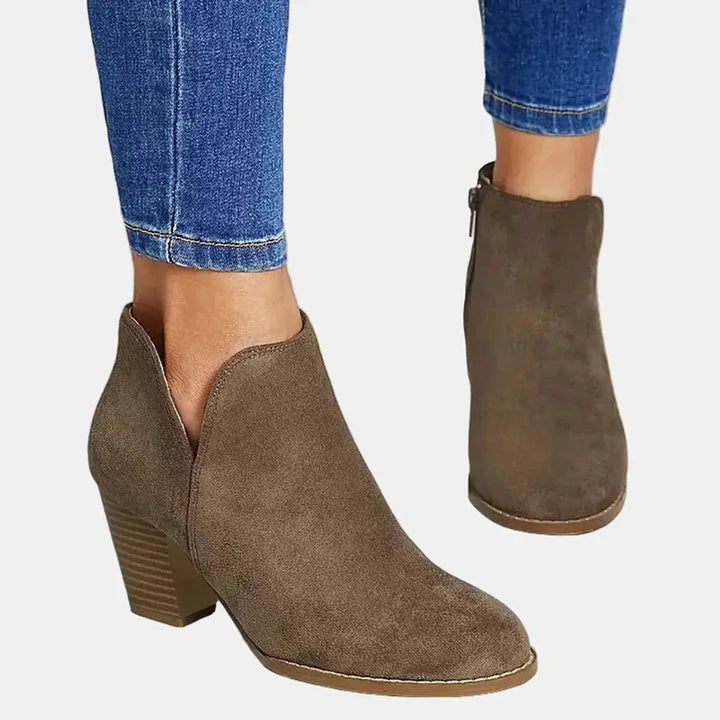 Chic and comfortable women's suede ankle boots, perfect for everyday wear with a sturdy block heel.