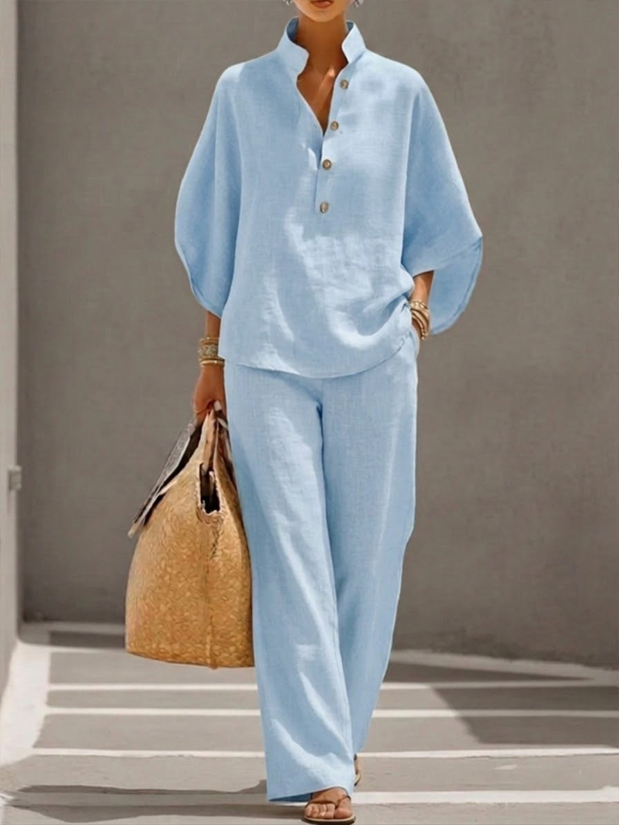 Casual women's matching skirt and top set, ideal for beachwear or summer outings.
