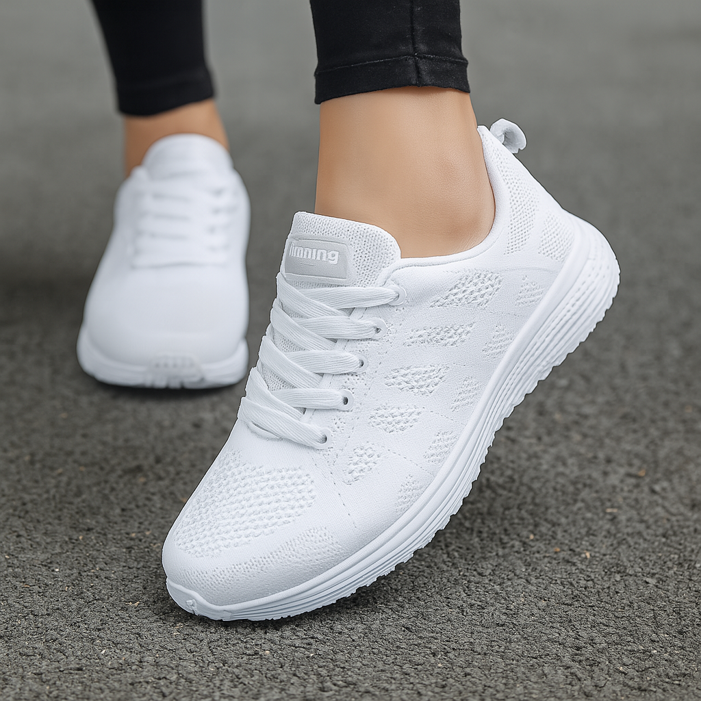 Supportive women's walking shoes for balance & posture alignment. Comfortable athletic sneakers with shock absorption.
