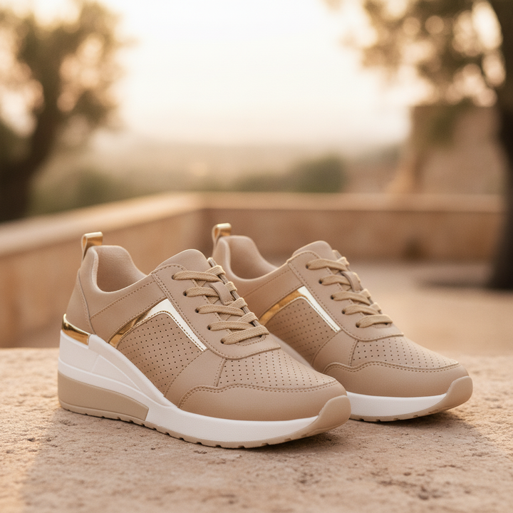 Women's Supportive Fit Everyday Comfort Wedge Trainers for all-day wear.