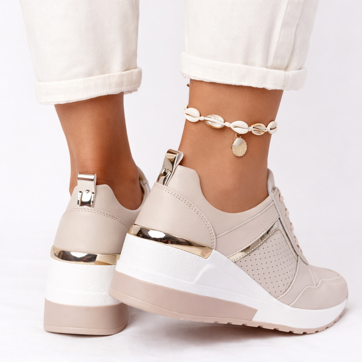 Lace-up women's wedge trainers for ultimate comfort & support, great for walking & casual style.
