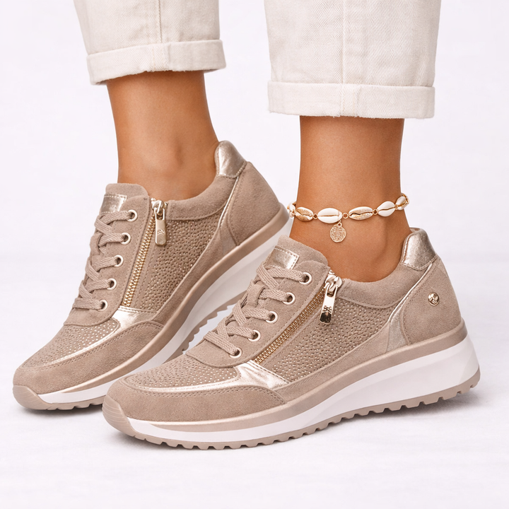 Stylish women's comfort sneakers. Everyday walking shoes with supportive fit, perfect for summer casual wear.