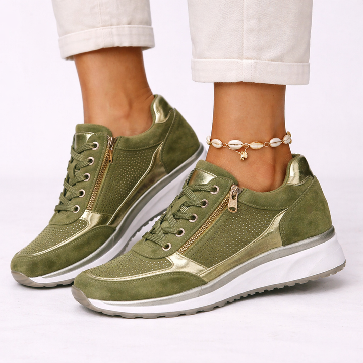 Ladies' supportive everyday walking shoes. Comfortable and stylish sneakers for an active lifestyle and casual summer footwear.