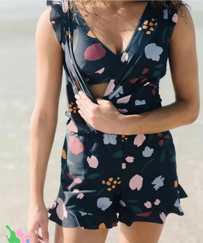 Women's vacation swimsuit, supportive one-piece with built-in bra for stylish pool or beach days.