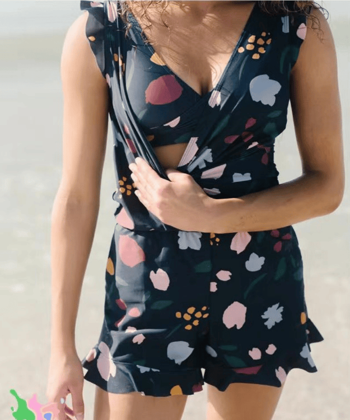 Women's vacation swimsuit, supportive one-piece with built-in bra for stylish pool or beach days.