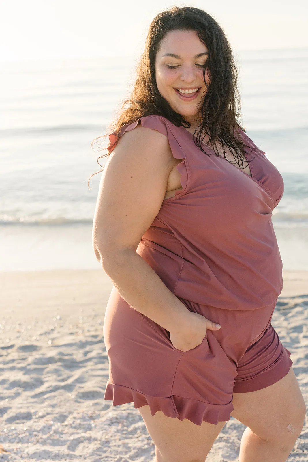 New women's swimsuit, one-piece design with built-in bra, offering stylish support & comfort.