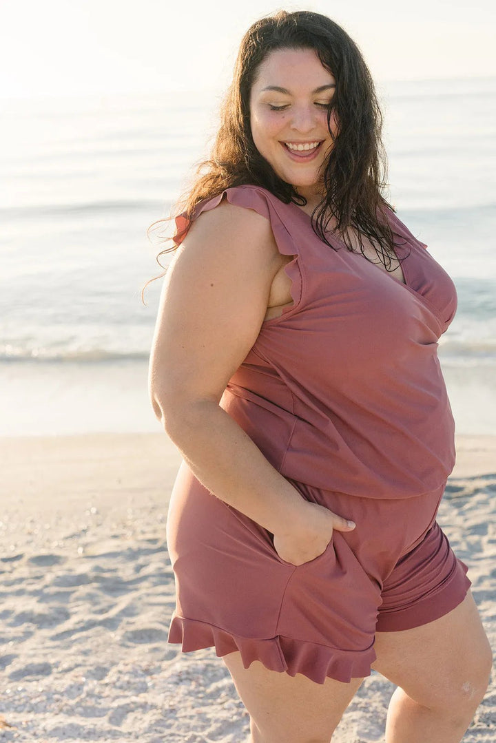 New women's swimsuit, one-piece design with built-in bra, offering stylish support & comfort.