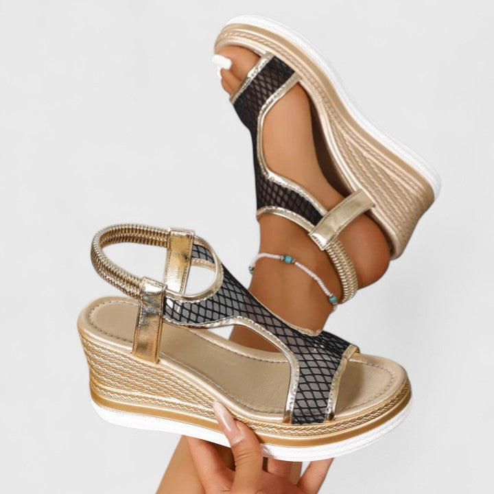 Women's casual wedge sandals providing excellent arch support & all-day orthopaedic comfort.