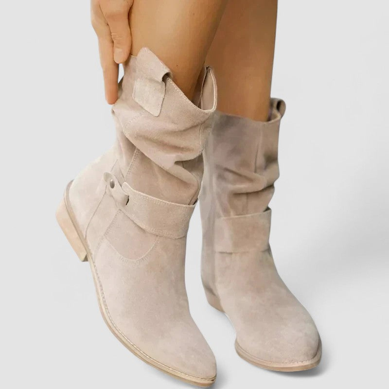 Comfortable women's orthopedic slouchy boots with side zipper for winter style.