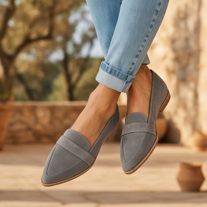 Women's supportive pointed toe flats for all-day comfort. Stylish slip-on everyday shoes with orthopedic support.