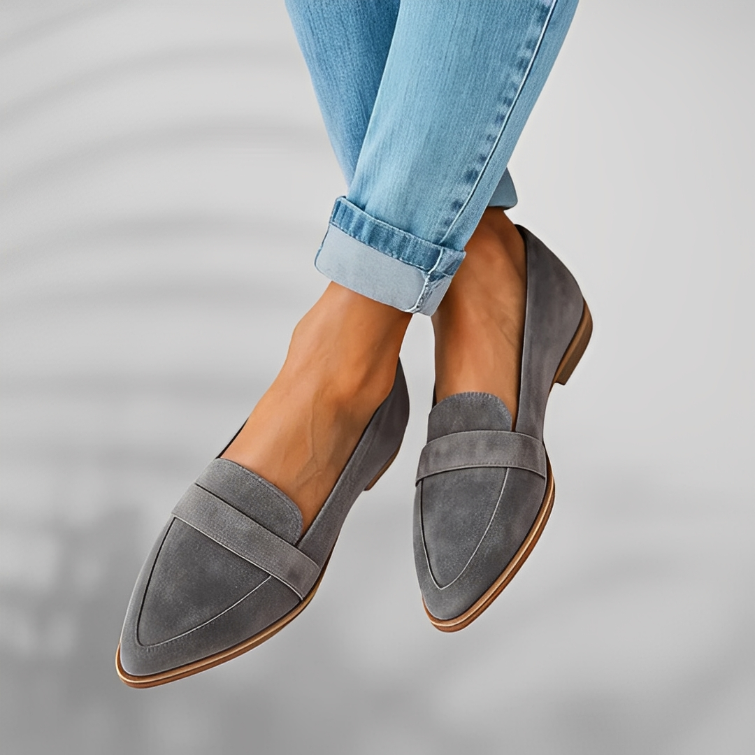 Versatile women's pointed toe flats, perfect for work or casual wear. Comfortable slip-on shoes with arch support.