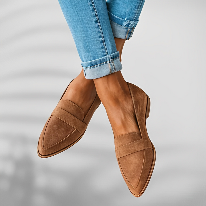 Classic women's pointed toe flats offering orthopedic support & all-day comfort. Stylish everyday slip-on shoes.