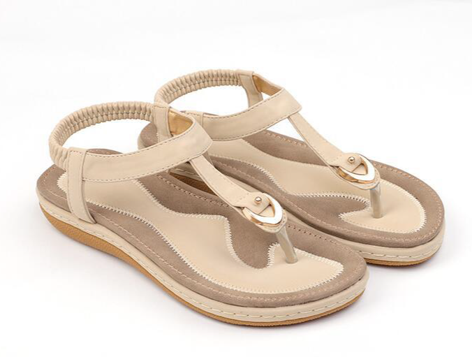 Women's T-strap comfort sandals with elastic back. Perfect for summer walking & everyday wear.