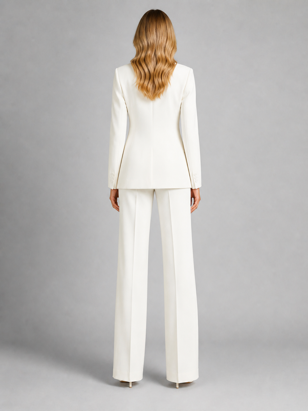 Stylish women's workwear: Two-piece co-ord set with tailored blazer and wide-leg pants.