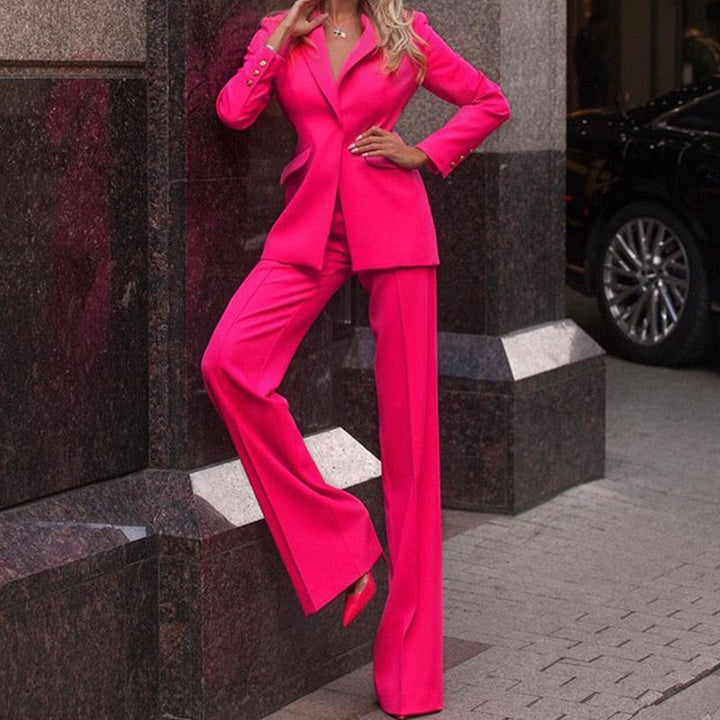 Formal attire for women: Sophisticated tailored suit with elegant wide leg trousers